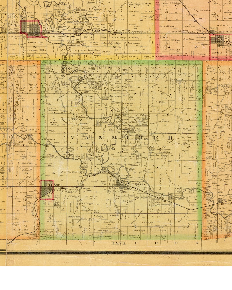 Van Meter, Iowa 1883 Old Town Map Custom Print Dallas Co. OLD MAPS
