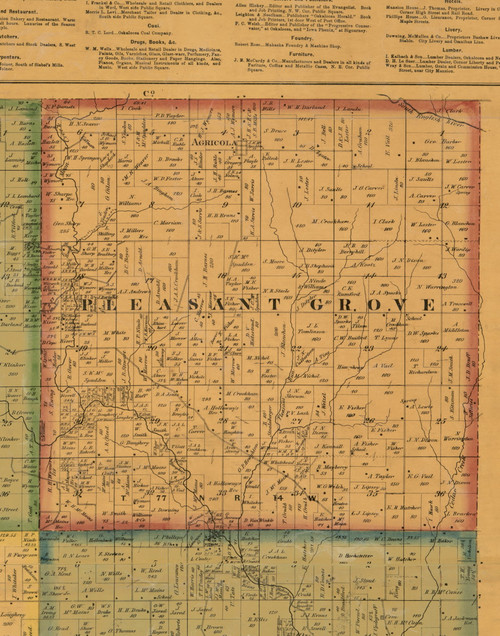 Pleasant Grove, Iowa 1871 Old Town Map Custom Print - Mahaska Co. - OLD MAPS