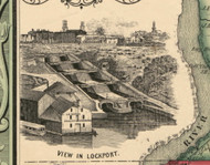 View of Lockport, New York 1852 Old Town Map Custom Print - Niagara Co.