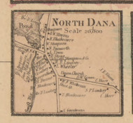 North Dana, Massachusetts 1857 Old Town Map Custom Print - Worcester Co.