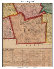 Douglas, Massachusetts 1857 Old Town Map Custom Print - Worcester Co.