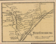 West Fitchburg Village, Massachusetts 1857 Old Town Map Custom Print - Worcester Co.
