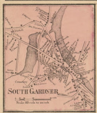 South Gardner, Massachusetts 1857 Old Town Map Custom Print - Worcester Co.