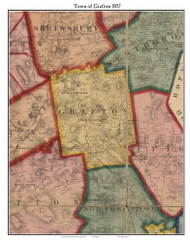 Grafton, Massachusetts 1857 Old Town Map Custom Print - Worcester Co.