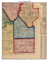 Mendon, Massachusetts 1857 Old Town Map Custom Print - Worcester Co.