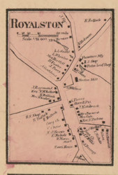 Royalston Village, Massachusetts 1857 Old Town Map Custom Print - Worcester Co.