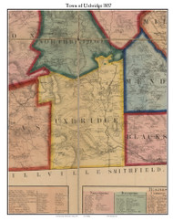 Uxbridge, Massachusetts 1857 Old Town Map Custom Print - Worcester Co.
