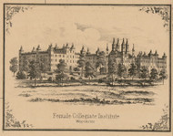 Female Collegiate Institute, Worcester, Massachusetts 1857 Old Town Map Custom Print - Worcester Co.