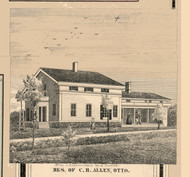 C.B. Allen Residence, Otto, New York 1856 Old Town Map Custom Print - Cattaraugus Co.