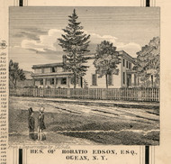 Edson Residence, Olean, New York 1856 Old Town Map Custom Print - Cattaraugus Co.