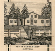 Harvey Residence, Mansfield, New York 1856 Old Town Map Custom Print - Cattaraugus Co.
