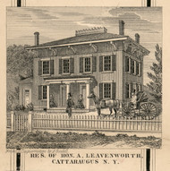 Leavenworth Residence, Cattaraugus, New York 1856 Old Town Map Custom Print - Cattaraugus Co.