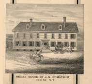 Comstock Residence, Olean, New York 1856 Old Town Map Custom Print - Cattaraugus Co.