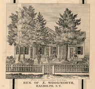 Woodworth Residence, Randolph, New York 1856 Old Town Map Custom Print - Cattaraugus Co.