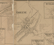 Greene Village, New York 1863 Old Town Map Custom Print - Chenango Co.