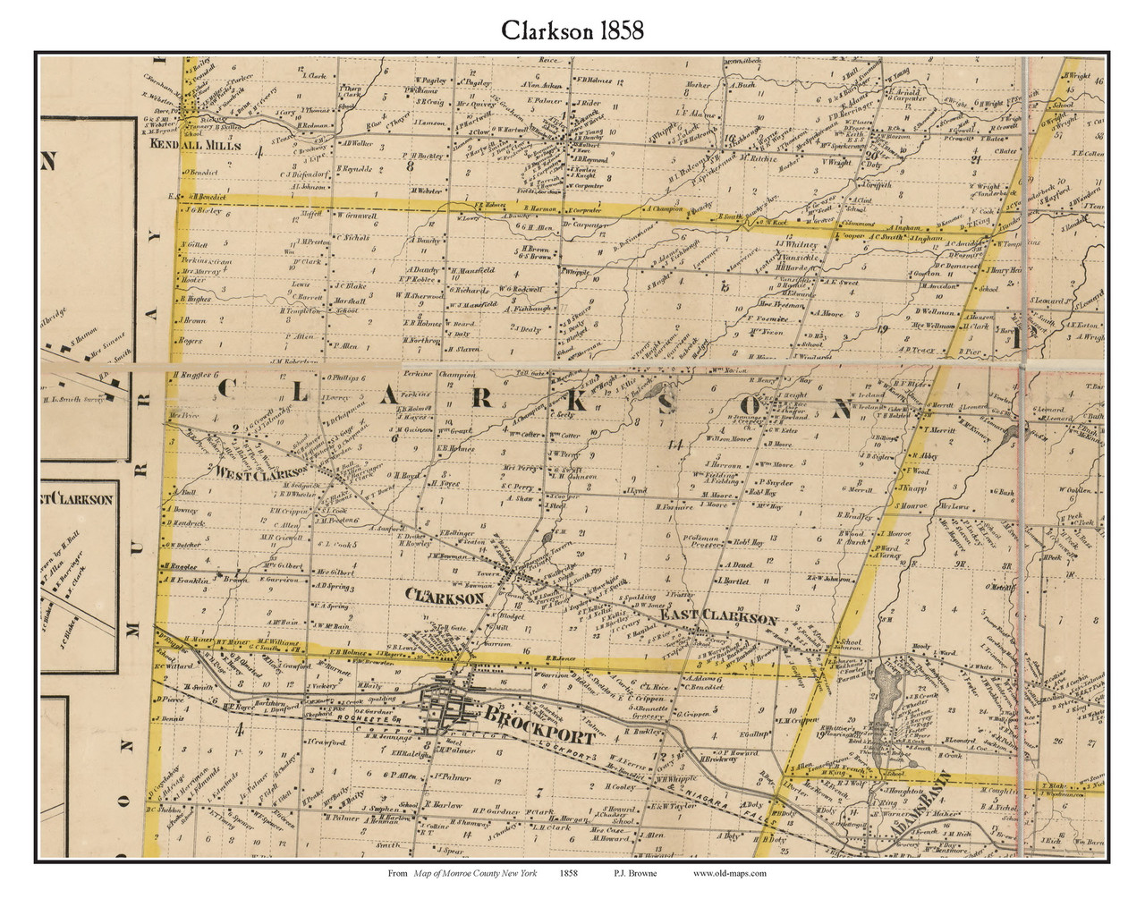 Clarkson, New York 1858 Old Town Map Custom Print Monroe Co. OLD MAPS