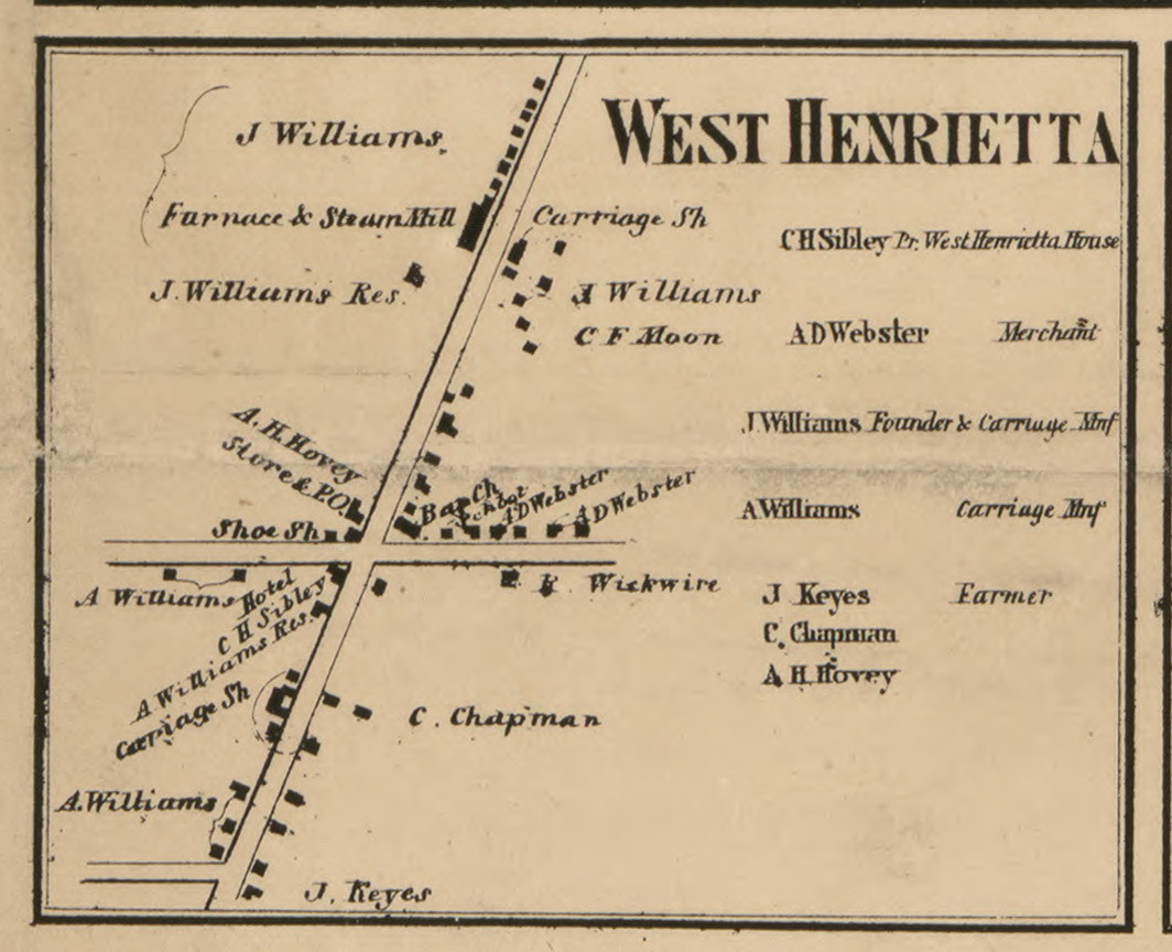 West Henrietta, New York 1858 Old Town Map Custom Print Monroe Co