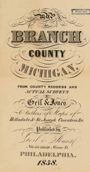 Map Cartouche, Branch Co. Michigan 1858 Old Town Map Custom Print - Branch Co.