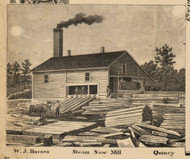 Barnes Steam Saw Mill, Quincy, Michigan 1858 Old Town Map Custom Print - Branch Co.