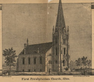 First Presbyterian Church, Albion, Michigan 1858 Old Town Map Custom Print - Calhoun Co.
