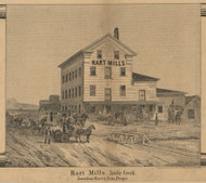 Hart Mills, Battle Creek, Michigan 1858 Old Town Map Custom Print - Calhoun Co.