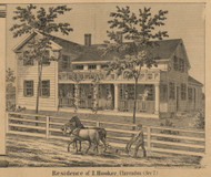 Hooker Residence, Clarendon, Michigan 1858 Old Town Map Custom Print - Calhoun Co.
