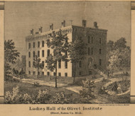 Olivet Institute Ladies Hall, Easton County, Michigan 1858 Old Town Map Custom Print - Calhoun Co.