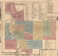 Niles City, Michigan 1860 Old Town Map Custom Print - Berrien Co.
