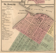 St Joseph Village, Michigan 1860 Old Town Map Custom Print - Berrien Co.