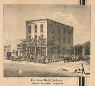 Excelsior Block, Michigan 1860 Old Town Map Custom Print - Berrien Co.