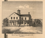 Residence of N.W. Napier, Michigan 1860 Old Town Map Custom Print - Berrien Co.