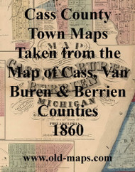 Map Cartouche, Cass Co. Michigan 1860 Old Town Map Custom Print - Cass Co.