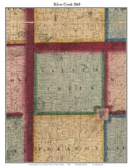 Silver Creek, Michigan 1860 Old Town Map Custom Print - Cass Co.