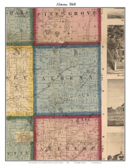 Almena, Michigan 1860 Old Town Map Custom Print - Van Buren Co.