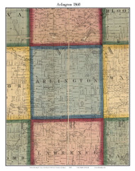 Arlington, Michigan 1860 Old Town Map Custom Print - Van Buren Co.