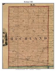 Richland, Indiana 1861 Old Town Map Custom Print - Grant Co.