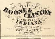 Map Cartouche, Boone Co. Indiana 1865 Old Town Map Custom Print - Boone Co.