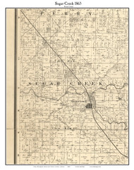 Sugar Creek, Indiana 1865 Old Town Map Custom Print - Boone Co.