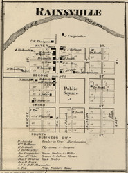 Rainsville Village, Pine, Indiana 1865 Old Town Map Custom Print - Warren Co.