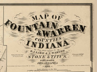 Map Cartouche, Fountain Co. Indiana 1865 Old Town Map Custom Print - Fountain Co.