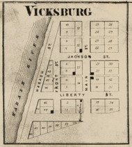 Vicksburg Village, Fulton, Indiana 1865 Old Town Map Custom Print - Fountain Co.