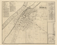 Attica Village, Logan, Indiana 1865 Old Town Map Custom Print - Fountain Co.