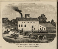 Veeder Store, Attica, Logan, Indiana 1866 Old Town Map Custom Print - Fountain Co.