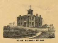 Utica School House, Utica, Indiana 1875 Old Town Map Custom Print - Clark Co.