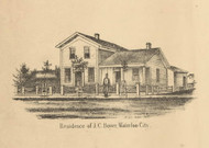 Boyer Residence, Waterloo City, Union, DeKalb Co. Indiana 1863 Old Town Map Custom Print - DeKalb Co.