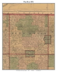 Pine River, Michigan 1876 Old Town Map Custom Print - Gratiot Co.