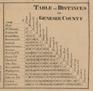 Table of Distances, Michigan 1859 Old Town Map Custom Print - Genesee Co.