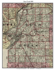 Deer Creek, Indiana 1898 Old Town Map Custom Print - Carroll Co.