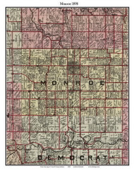 Monroe, Indiana 1898 Old Town Map Custom Print - Carroll Co.