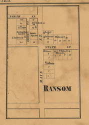 Ransom Village, Michigan 1857 Old Town Map Custom Print - Hillsdale Co.